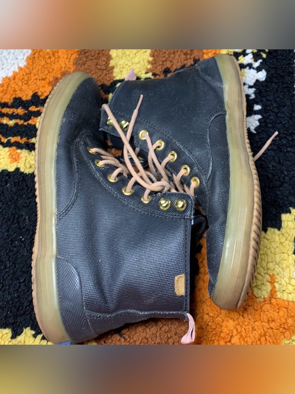 KEDS Black Lace Up Sneaker Rain Boots